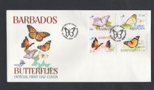 Barbados #1073-76 (2005 Butterflies set) on unaddressed PO cachet FDC