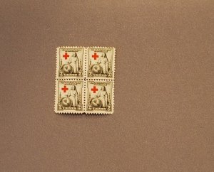 702, Red Cross, Block of 4, Mint OGNH, CV $3.00