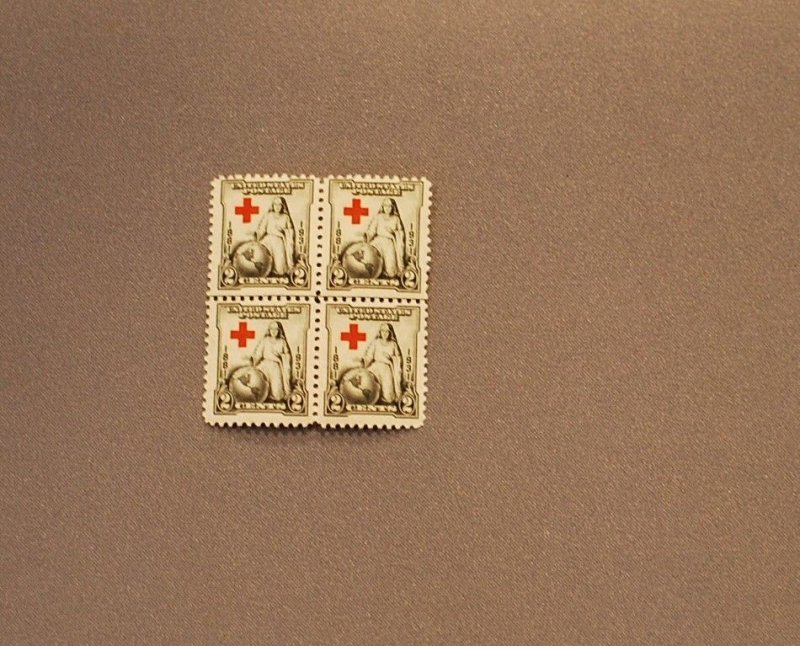 702, Red Cross, Block of 4, Mint OGNH, CV $3.00