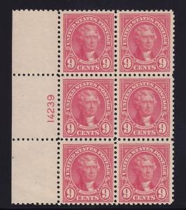 561 VF never hinged plate block of 6 with nice color ! see pic !