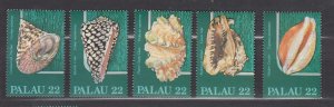 J40324 JL Stamps 1986 palau set mnh, #104-8 sea shells