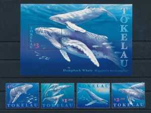 [112113] Tokelau 1997 Marine life Humpback whales with Souvenir sheet MNH