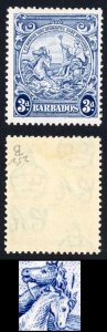 Barbados SG252ca 3d Blue Variety Line over horses head M/M Cat 130 pounds