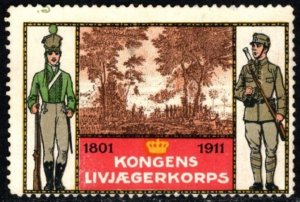 1911 Denmark Poster Stamp 110th Anniversary The King's Life Hunter Corps...