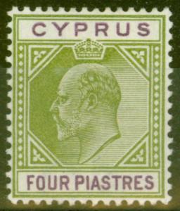 CYPRUS 1903 4PI VERT OLIVE & Violet sg54 V.F légèrement MTD excellent état