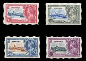 Dominica #90-93 Cat$27.50, 1935 Silver Jubilee, set of four, never hinged