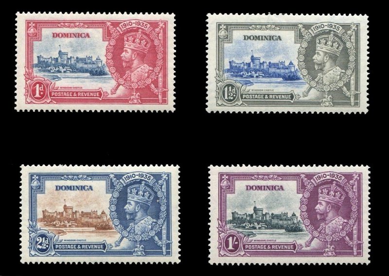 Dominica #90-93 Cat$27.50, 1935 Silver Jubilee, set of four, never hinged