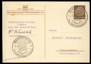 Germany 1935 Braunschweig Stamp Show 3pf Private Postal Card Cover Advert G99294