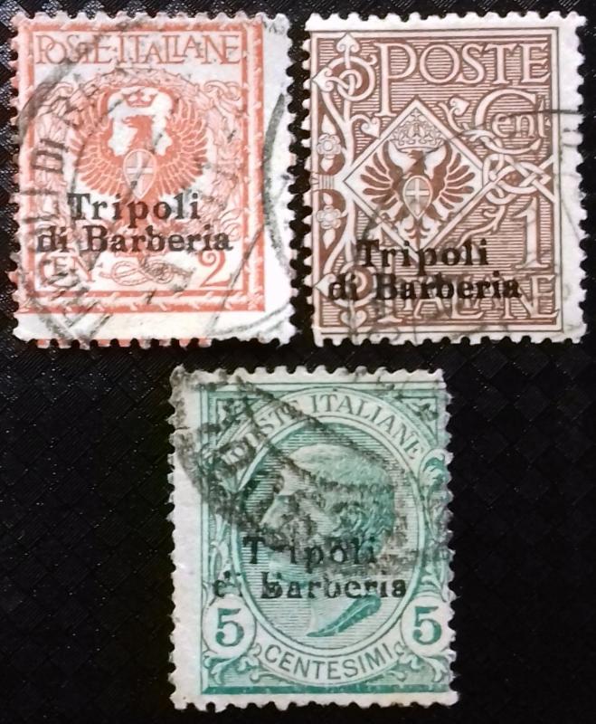 TRIPOLI DI BARBERIA 1909 1c,2c,5c Arms Used