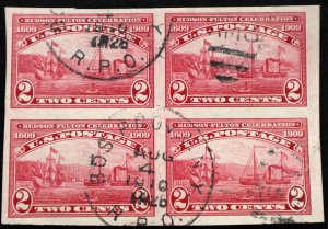 U.S. Used Stamp Scott #373 2c Hudson-Fulton Block. RPO CDS Cancel. Choice!