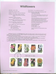 US SP1016 1992 Wildflowers 29c x 10 on official USPS souvenir page FDC, #2657-2666 with first day cancels.