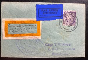1929 Dublin Ireland Early Early Airmail Cover To Adelaide Australia Capt Smye
