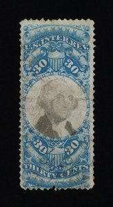 EXCELLENT GENUINE SCOTT #R113 FINE 1871 BLUE & BLACK 2ND ISSUE REVENUE #18367