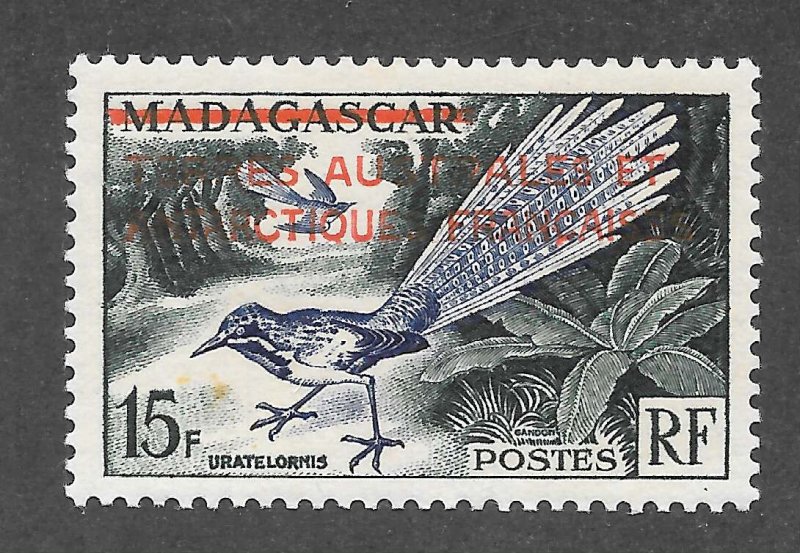 FSAT Scott 1 Unused VLHOG - 1955 Madagascar Overprinted - SCV $10.00