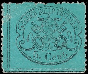 Italy-Roman States 1868 glazed paper Sc 21 u  sm flaws