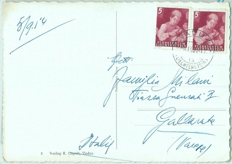 67616 - LIECHTENSTEIN - Postal History - STAMPS on POSTCARD  - Gastronomy  1954