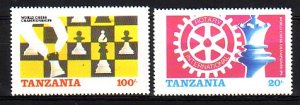 Tanzania, Scott cat. 304-305. Rotary & Chess issue. Tanzania on Bottom.