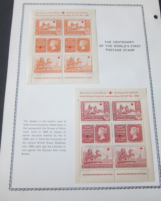 United Kingdom 1940 Red-cross Centenary Exhibition sheets page