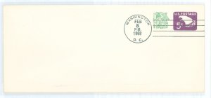 US U553a (1968) 5c Eagle + 1c upgrade pre-stamped envelope FDC luminescent/tagged uncacheted unaddressed envelope