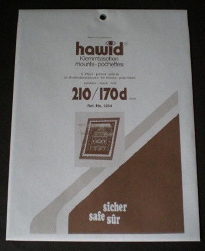 Hawid Stamp Mounts Size 210 / 170d BLACK Background Pack of 5