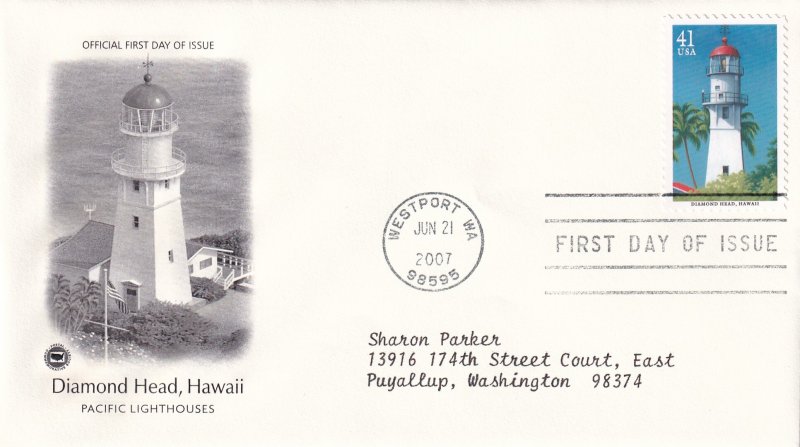 2007, Pacific Lighthouses-Diamond Head, HI, PCS,FDC (E14698)