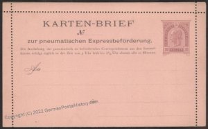 Austria Rohrpost RK7 Pneumatic Mail Postal Stationery Cardletter UNUSED 107866