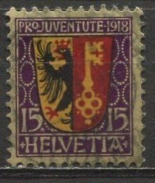 Switzerland 1918: Sc. # B11; Used Single Stamp +