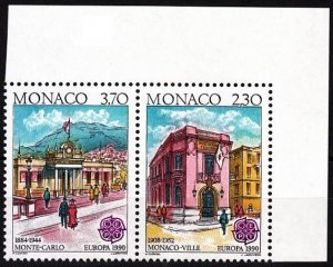 MONACO 1990 EUROPA: Post Offices, Paintings. Pair from S/Sheet, MNH