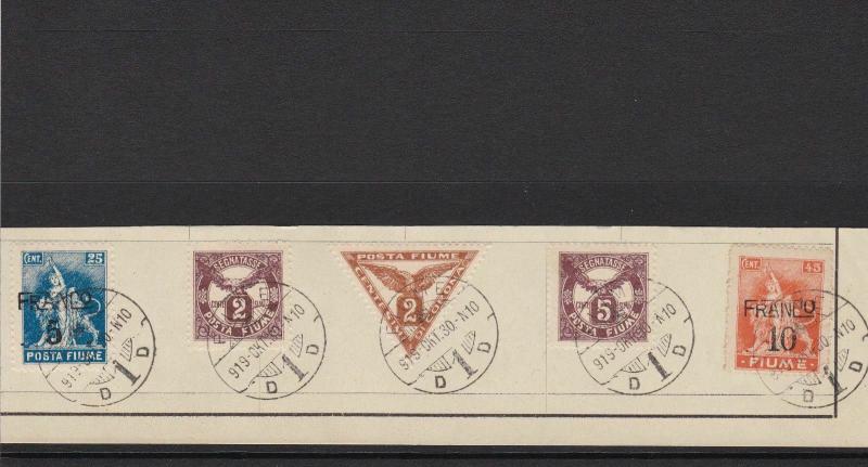 FIUME 1919, FRANCO SURCH, POSTAGE DUES & NEWSPAPER  STAMPS  & CANCELS. REF 4414