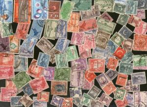 Pakistan 100 Different Used Stamps on George VI Postage & Service Mosque Arch...