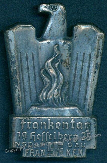 3rd Reich Germany 1935 Frankentag Party Rally Pin Medal 96242