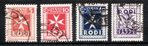 1934 Aegean Islands : Rodi. J2 J2 J5 J9  Used postage dues. Cv$31