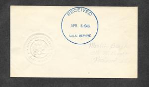 1945 USS Mervine Naval Ship Cover!