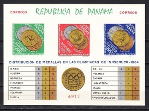 Panama, Scott cat. 456 JK. Innsbruck Olympics, IMPERF s/sheet.