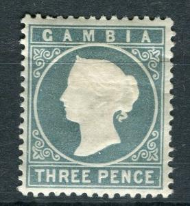 GAMBIA; 1886 classic QV Crown CA issue Mint hinged Shade of 3d. value