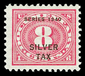 Scott RG42 1940 8c Carmine Rose Silver Tax Revenue Mint VF NH Gum Bend Cat $35