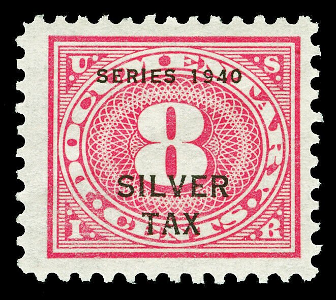 Scott RG42 1940 8c Carmine Rose Silver Tax Revenue Mint VF NH Gum Bend Cat $35