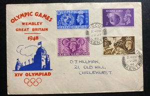 1948 Sidcup England First Day cover FDC To Chislehurst Olympic Games