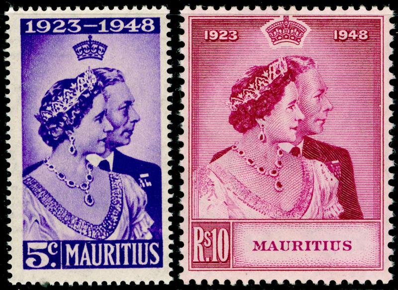 MAURITIUS SG270-271, ROYAL SILVER WEDDING set, NH MINT. Cat £17.