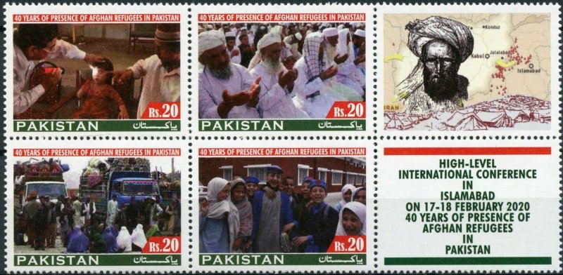 Pakistan Stamps 2020 MNH Presence of Afghan Refugees 40 Years 4v Block B + Label