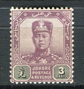 MALAYA; JOHORE 1910 early Sultan issue Mint hinged 3c. value