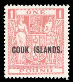 Cook Islands #126A Cat$45+ (for hinged), 1954 £1 pink, never hinged