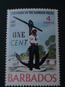 ​BABADOS-1965 SC#322 CENTENARY OF HARBOUR POLICE-SURCHARGE MNH VF-LAST ONE