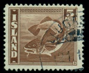 ICELAND BRIDGE TYPE CANCEL (B2a) ILLUGAS(TADIR) on 5aur Fish, scarcer