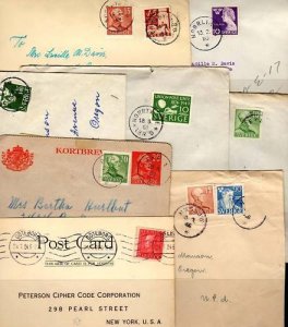 SWEDEN 1940's-50's 8 COVERS, 2 CARDS VARIOUS TOWNS TO