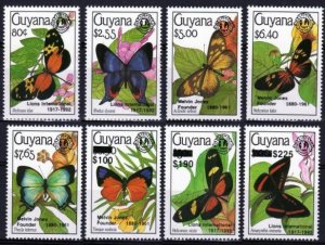 Guyana #2415-2422  Butterflies  surcharged  1991  MNH