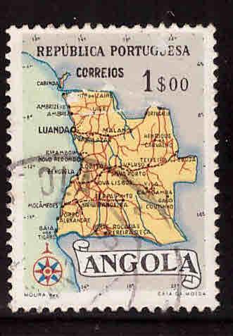 Angola  Scott 389 Used map stamp