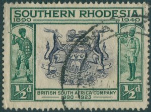 Southern Rhodesia 1940 SG53 ½d slate-violet and green Arms FU