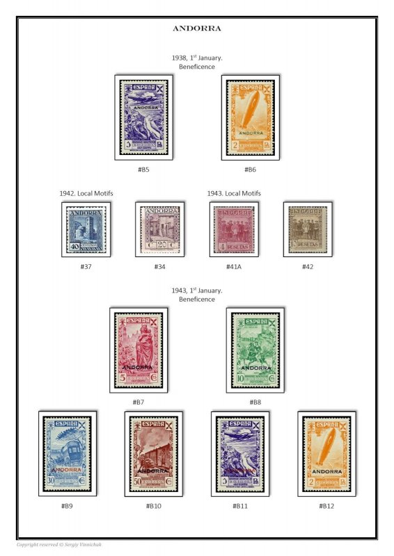 Andorra Spanish Administration 1875-2018  PDF (DIGITAL) STAMP  ALBUM PAGES 