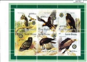 A0787 - GUINEA-BISSAU - ERROR  MISSPERF SHEET -  BIRDS of Prey  LYONS Clubs 2001